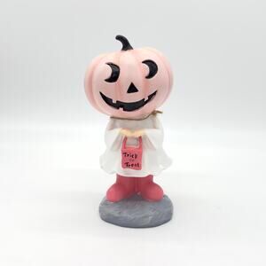 Goblin & Ghoul Pink Pumpkin Head Girl Figure w Trick Or Treat Bag Halloween NEW